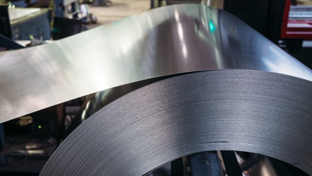 Roll,Of,Galvanized,Steel,Sheet.,Close,Up,View.